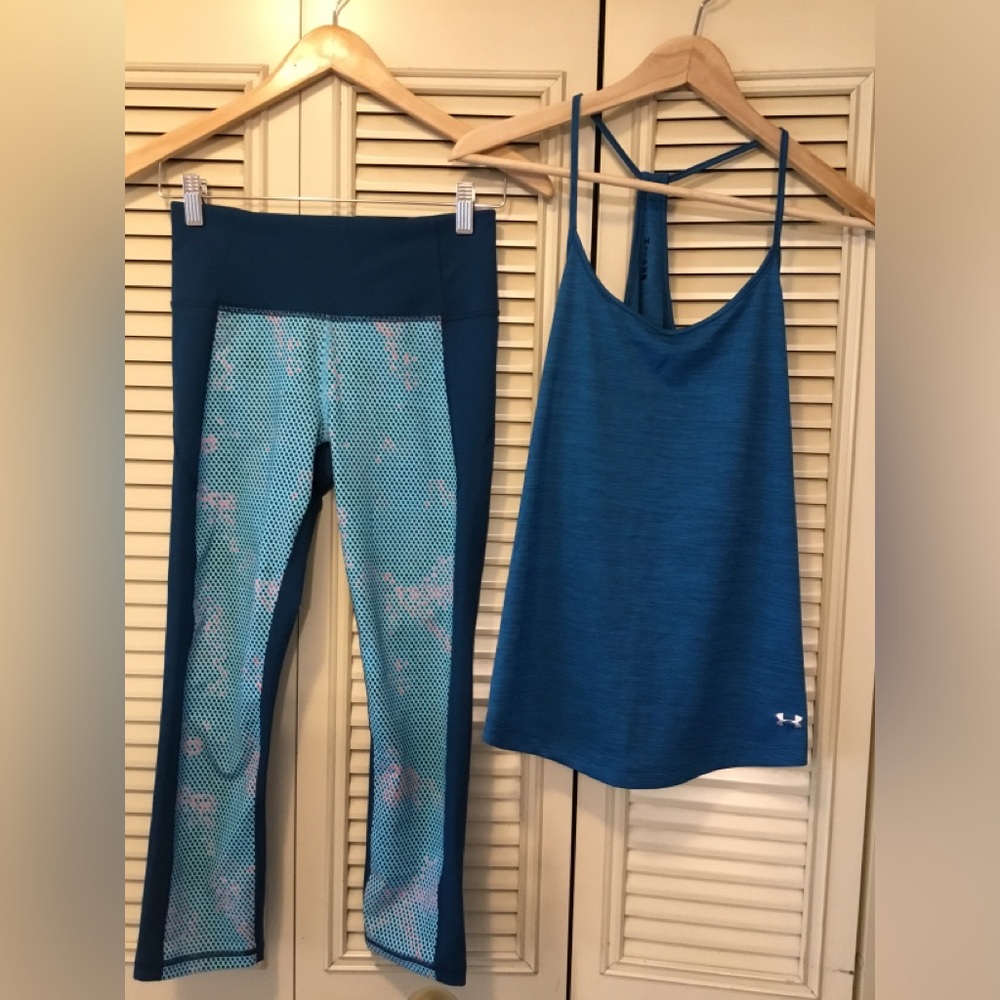 Under Armour Active Wear Set - Blue Tank Top and Leggings Set